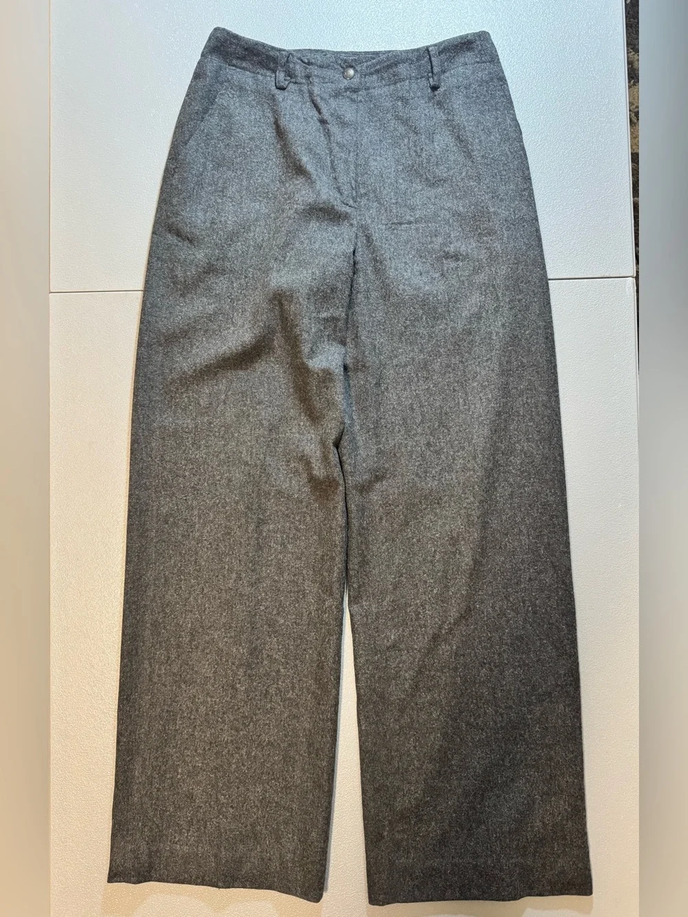 Lauren Ralph Lauren Gray Wool Wide Leg Lined Trousers Pants size 8